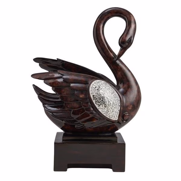 OK Lighting ORE-4299-D1 16.5 in. Folius Floral Foliage Swan Decorative Statue